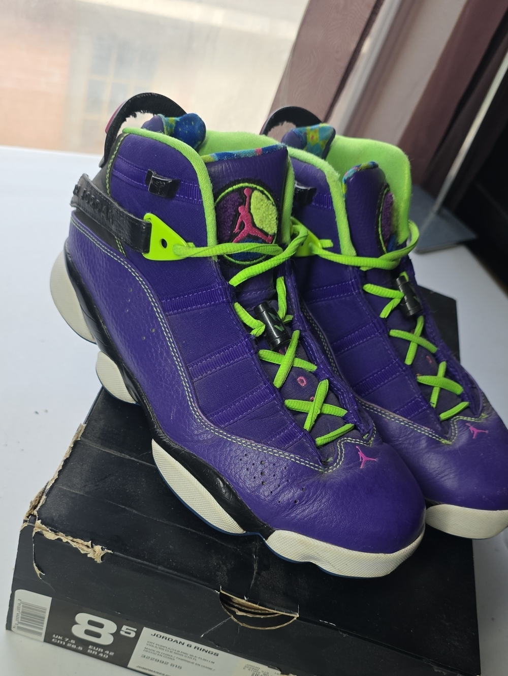 Air Jordan 6 Rings Bel-Air Purple 8.5 Basketball Sneakers